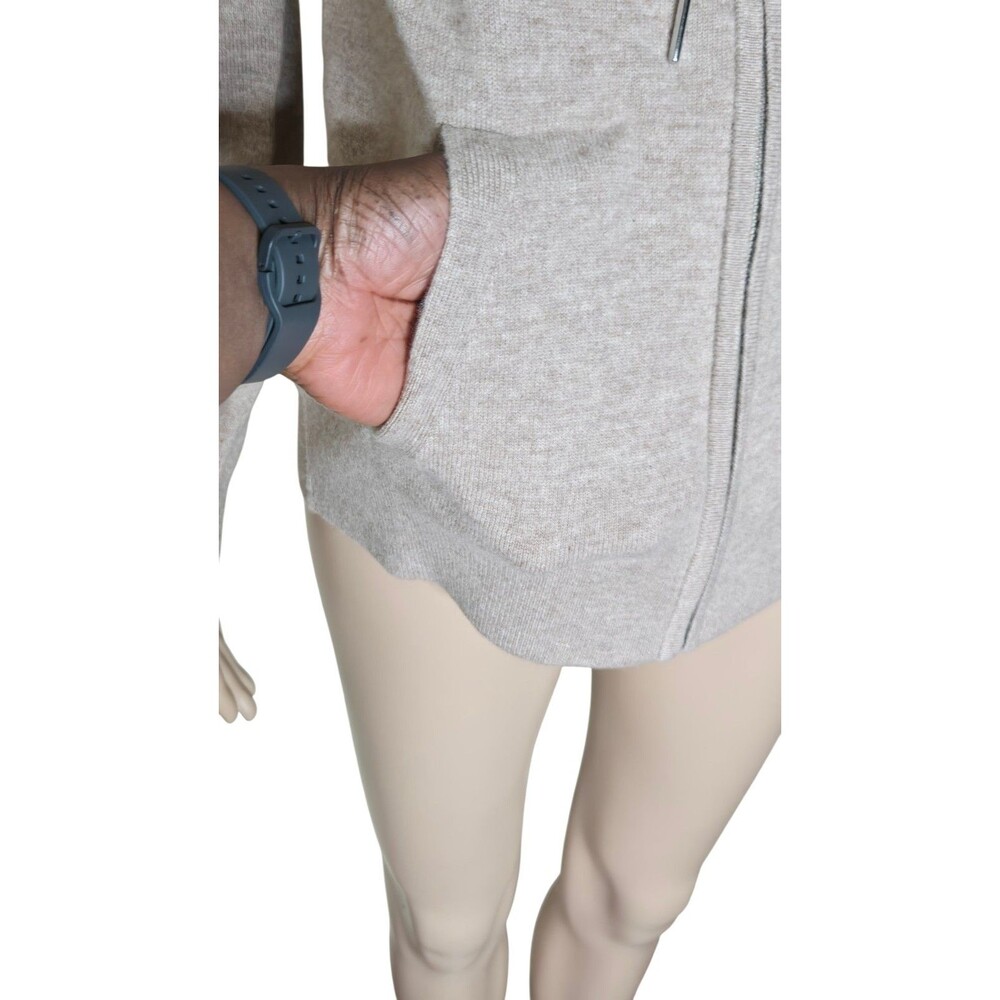 NWT Quince Womens Oatmeal Tan Mongolian Cashmere Full Zip Hoodie  Sweater Sz M - Picture 4 of 8